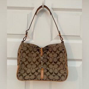 Coach Signature Brown and Tan Shoulder Bag